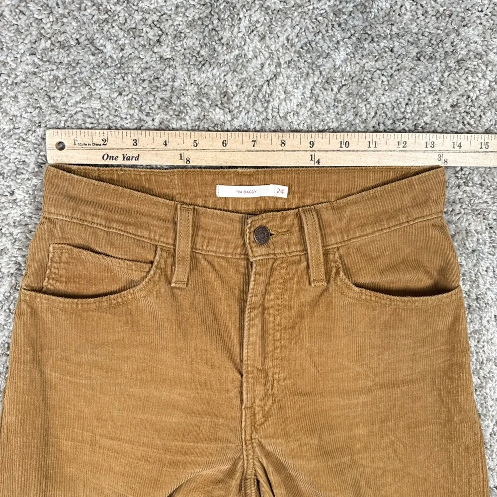 Levis Pants Womens 24 Brown 94 Baggy Corduroy High Rise Straight Leg Cords - Picture 6 of 11